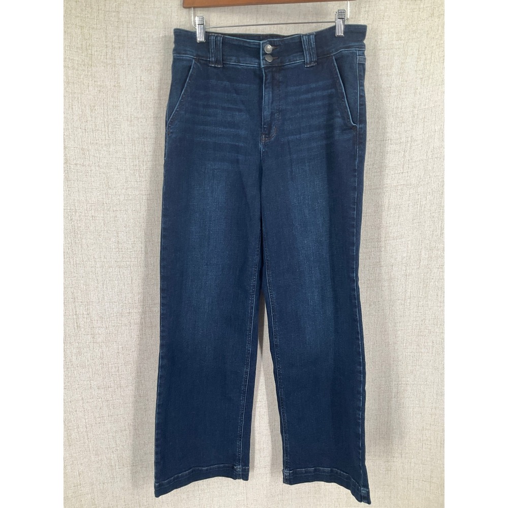 Judy Blue Wide Leg Jeans Women 11/30 Dark Wash Cotton Blend Stretch Boho Classic